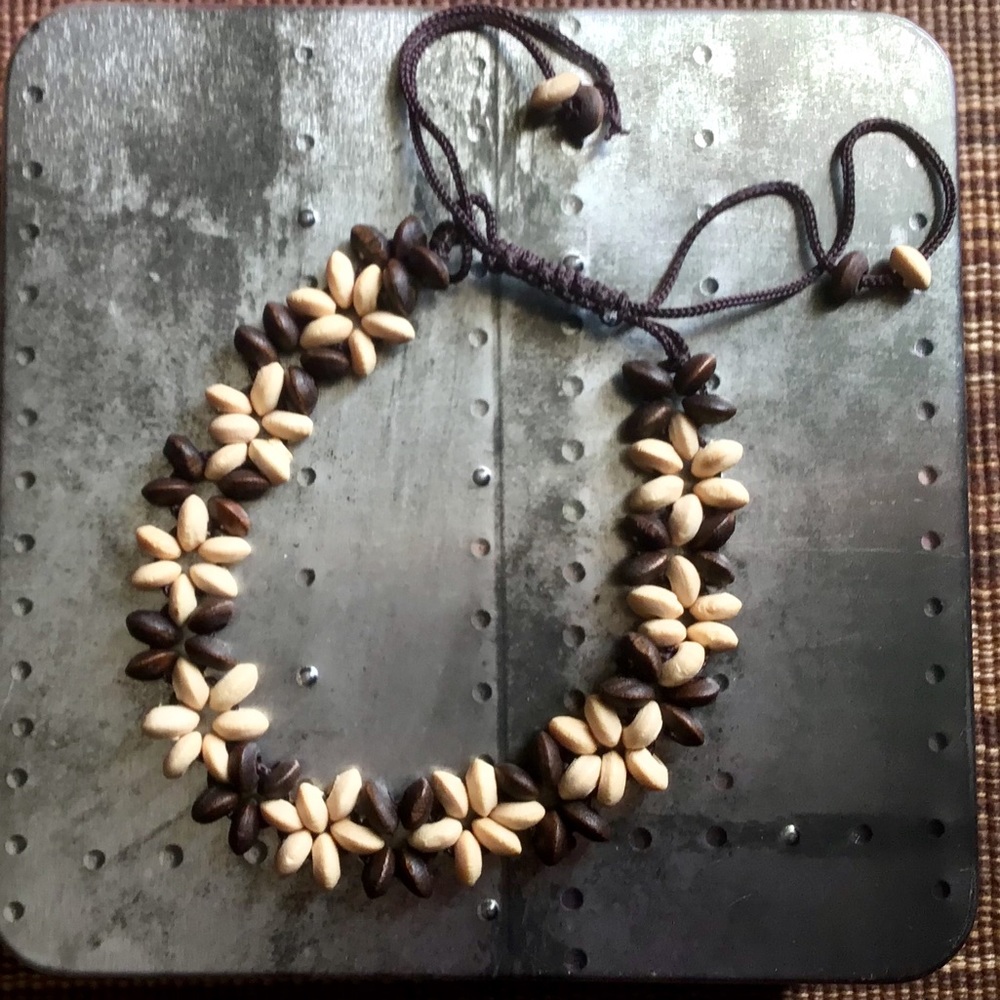 Coconut Seed Plumeria Bracelet